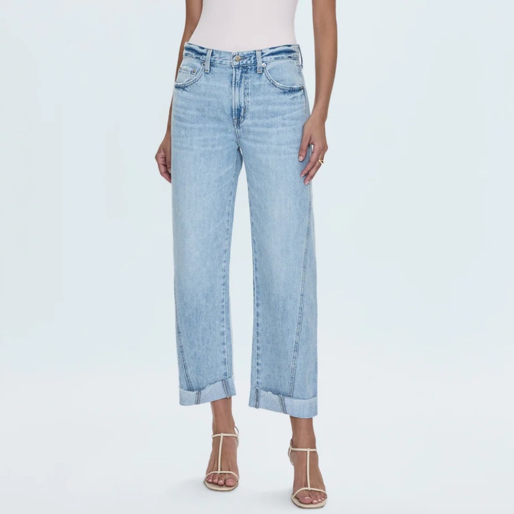 PISTOLA Kacey Mid Rise Cuffed Straight Jeans in Berkeley
